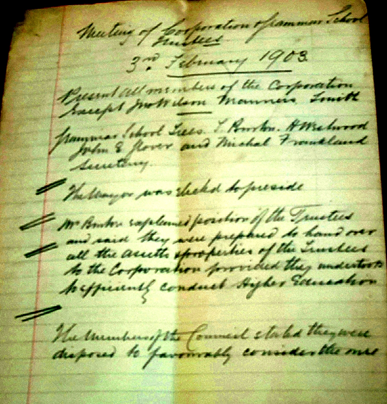Meeting letter 1903
